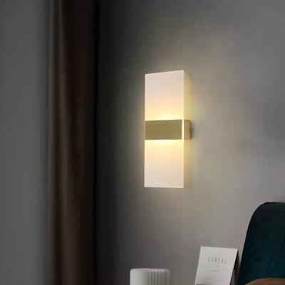 China Support Customized Modern Rectangular Sconce Wall Lamps Art Design Hotel Acrylic Indoor Bedside Custom Led Light Background Decoration for sale