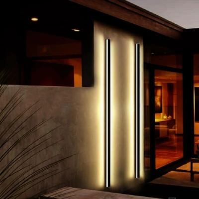 China Modern Outdoor Wall Sconce Lamp LED Waterproof IP65 Strip Lighting Garden Villa Porch Lighting Fixture Long Aluminum Courtyard Wall Light for sale