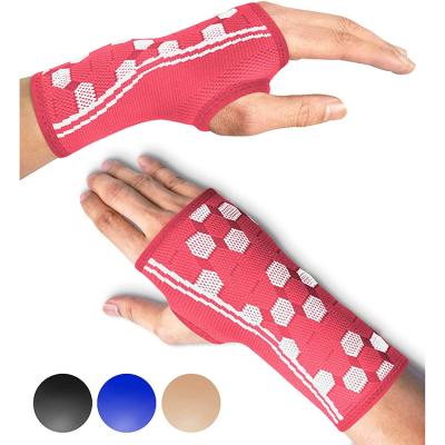 China Adjustable Elasticity Fitness Compression Breathable Knitted Gym Sweat Wristband Wrist Supports Brace Woven Sleeve for sale