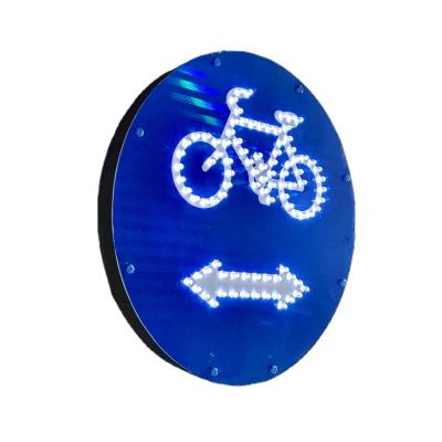 China Aluminum Solar Powered LED Bikes Alone Left and Turn-Right Sign for sale