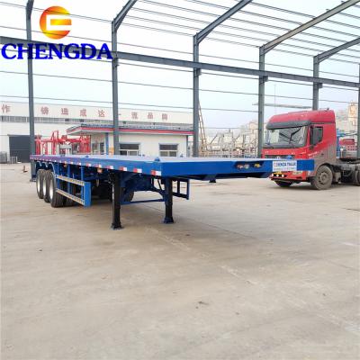 China Flatbed Truck Trailer 3 Axles 40 Footer 40f Footer 40f Container Trailer Price for sale