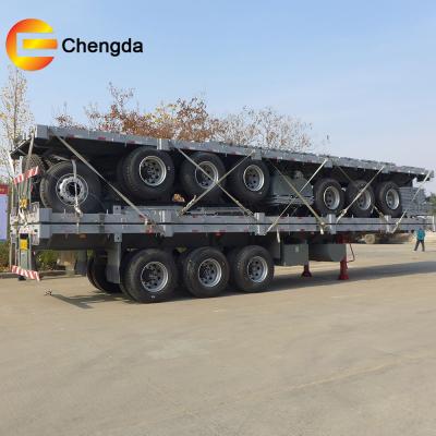 China Custom 3 Axle Truck Trailer Container Transport Truck Head Towing 40ft Semi Flatbed Trailer for sale