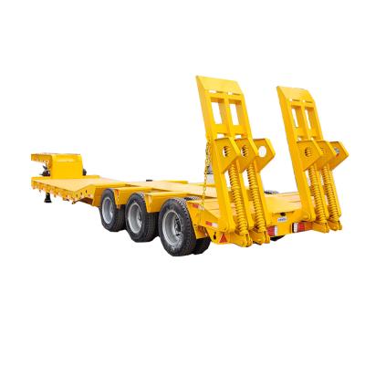 China Truck trailer 3 axle used lowbed semi trailer, low height bed trailer, low bed semi trailer dimensions for sale