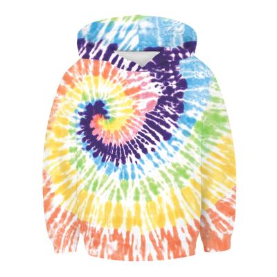 China Breathable Tie-Dye Digital Printing Children's Pullover Hoodie European Kids Casual Loose Long Sleeve Pullover American for sale