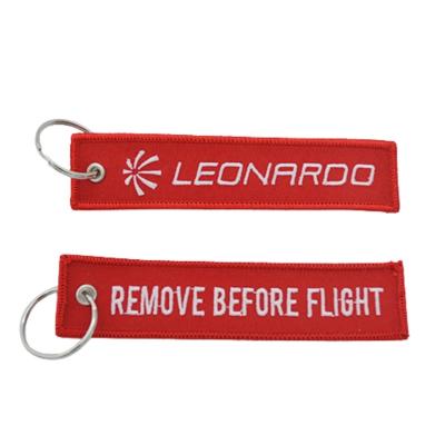 China Op maat gemaakte duurzame polyester geborduurde sleutelhanger Eco Friendly Key Tag Te koop