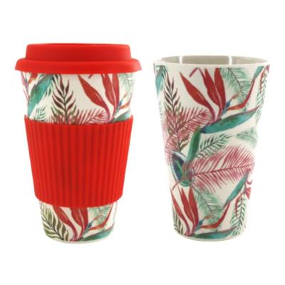 Chine 8 oz tasses de café en plastique réutilisables avec couvercle de paille de blé en couleur imprimée à vendre