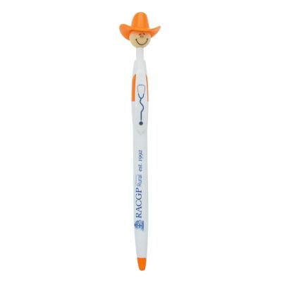 China Promocional Criativo Cow Boy Forma de Bolas de Plástico caneta UV Impressão tinta preta azul à venda