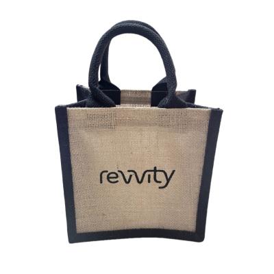 China Custom Made Printed Natural Jute Tote Bag With Coloured Gusset for sale