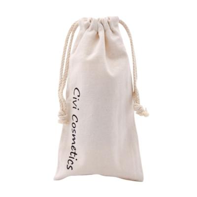 China Eco Friendly Cosmetic Calico Drawstring Bags With Custom Printing And Size for sale