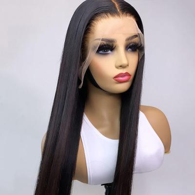 China Wholesale Straight Raw Full Hd Virgin Brazilian Hair Lace Front Closure Wig Transparent Lace Frontal Wig For Black Women for sale