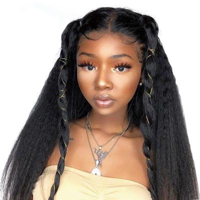 China Full 360 Yaki Lace Front Wig Cheap Curly Straight Human Hair Yaki Hd Transparent Headband Wig Raw Brazilian Virgin Hair for sale