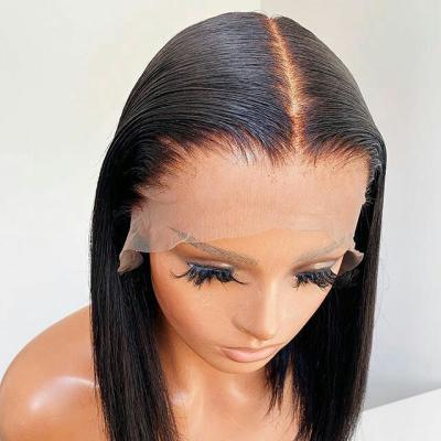 China Cheap Transparent Lace Full Straight Front Wig For Black Women Virgin Hair 360 Hd Raw Indian Straight Lace Frontal Wig for sale