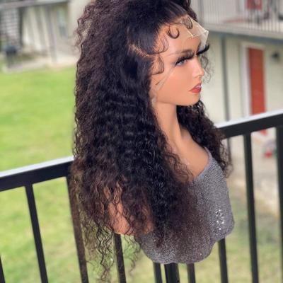 China Hd Cheap Curly Wave Virgin Brazilian Hair Raw Curly Full Lace Frontal Wig Transparent Lace Front Wig Hair For Black Women for sale