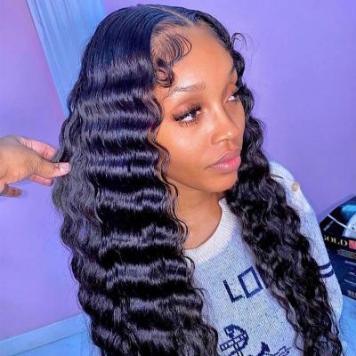 China Hd Brazilian Virgin Human Hair Full Lace Front Wig For Black Women Raw Full Lace 360 ​​Lace Frontal Wig Transparent Deep Wave Hair for sale