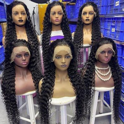 China Swiss Raw Indian Virgin Water Wave Hair Lace Closure Wig Water Wave Cuticle Aligned Full HD Lace Front Wig For Black Women Hair for sale