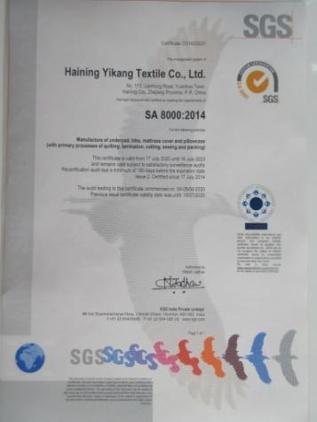 SA8000 - Haining Yikang Textile Co., Ltd.