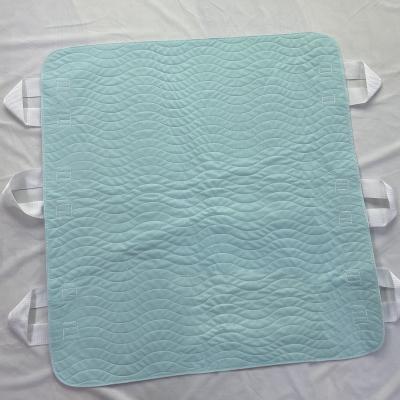 China Plain Weave Waterproof Reusable Underpad with 6 Strap Handles Incontinence Positioning Washable Bed Pads for sale