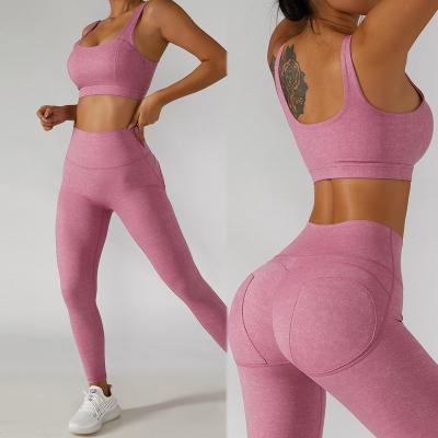 China Reversible 2022 New Logo Sportswear Gym Workout Activewear Custom Made Butt crack! crack! Women's Yoga Wear Seamless Leggings 2 Piece Set for sale