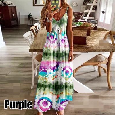 China Dry Cleaning 2022 Spring Summer Halter Neck Sleeveless Midi Dress Floral Print Custom Dress for sale