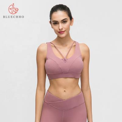 China Activewear Antibacterial Wholesale Nylon High Print Spandex Sports Bra Yoga Women Workout Top Gym Sports Bra Women for sale