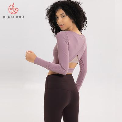 China Anti Static High Quality Fitness Running Women Long Sleeve Girl Active Wear Sport Top Yoga Shirt for sale