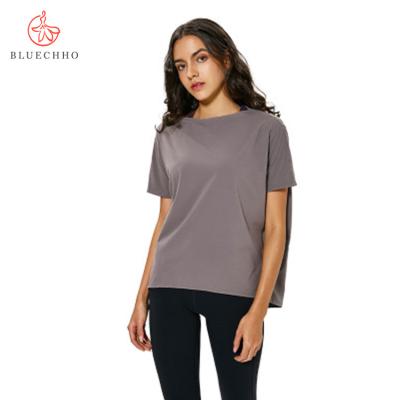 China High Quality Antibacterial Women's Gym T-shirt Quick Dry Plus Size Sports Yoga Shirt Ladies Workout Fitness Yoga Wear for sale