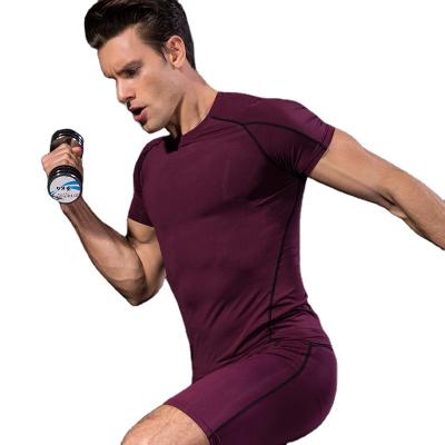 China Antibacterial Men Running Short Sleeve Sportswear High Quality Gym Top for sale