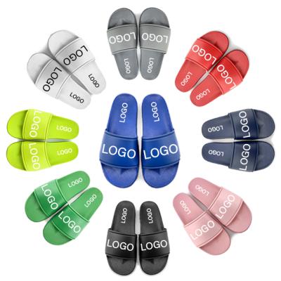 China Greatshoe Custom Lightweight OEM Logo White Slide Sandals, Simple Design Customized Blue Slide Sandals, PVC Slipper Men for sale