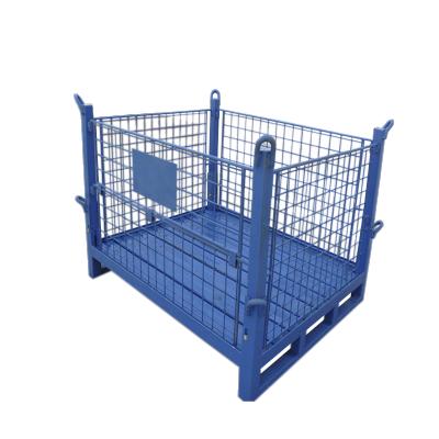 China Wholesale Warehouse Customized Heavy Duty Metal Mesh Box Pallet Half Open Or Folding Cage for sale