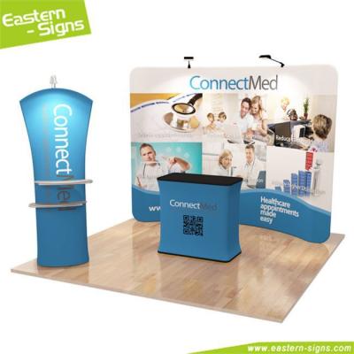 China 100% Full Color Portable Good Quality Aluminum Polyester Curved Shape Advertising Floor Stand Display for sale