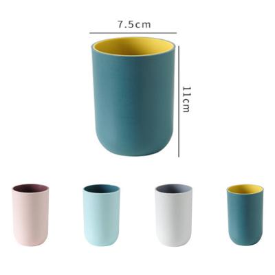 China Hot Sale LG004 Style Two Colors Bathroom Mouthwash Cup Couples Viable Simple Household Kids Plastic Toothbrush Cups for sale