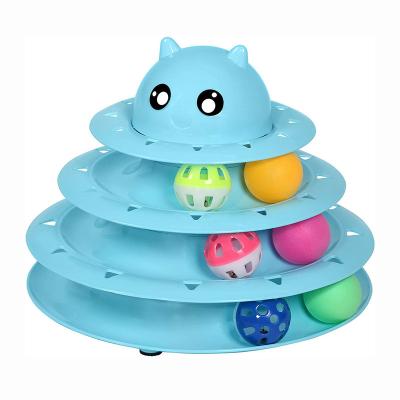 China Cats Cat Toy Roller 3 Level Turntable Cat Toys Balls with Six Colorful Balls Interactive Kitten Fun Mental Physical Exercise for sale