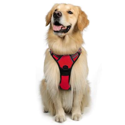 China Reflective Reflective Pet Dog Harness with 2 Leash Clips Adjustable Soft Padded Dog Vest for Large Dogs for sale