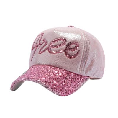 China Wholesale Tender COMMON Color Sequin Embroidery Letters Baseball Cap Hats for sale