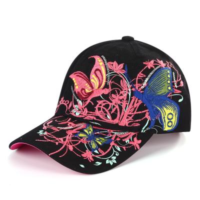 China Wholesale COMMON Embroidery Butterfly Baseball Cap Adjustable Novelty Hats for sale