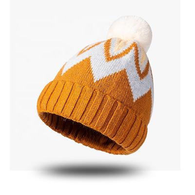 China New Design COMMON Fashion Winter Warm Flip Beanie Hats For Women Angola Zig Zag Beanie Hats For Women for sale