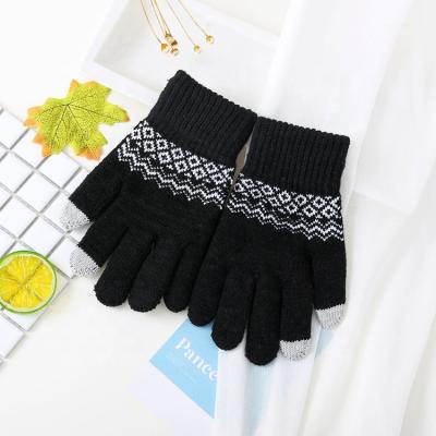 China Unisex Jacquard Customized Pattern Classic Design Finger Stretch Touch Screen Magic Glove for sale