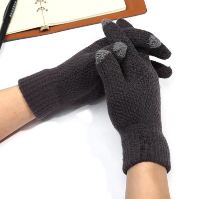 China Plain Customized Color Knitted Solid Stretch Magic Touch Screen Glove With Thermal Brushed Interior Surface for sale