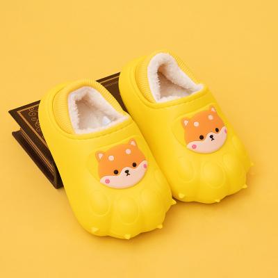 China Baby Cute Animal Home Macaroon Massage Kids Cat Claw Dinosaur Shiba Inu Cartoon EVA Cotton Waterproof Slippers for sale