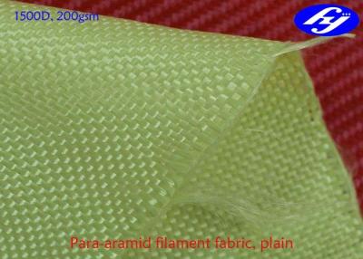 Cina Il tessuto ibrido 1500D 200GSM di Aramid del carbonio giallo Plain il tessuto balistico del Kevlar in vendita