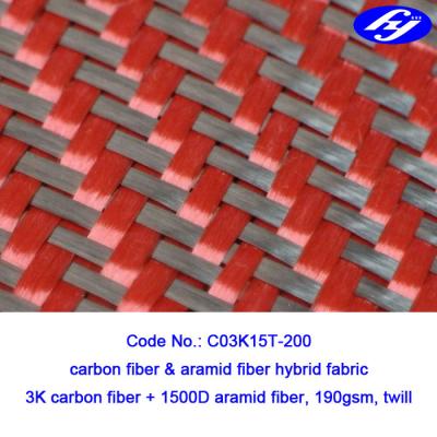 China Schwarzes/rotes des Twill-2x2 rotes Kevlar Para Aramid Gewebe Kohlenstoff Aramid-Gewebe-200gsm zu verkaufen