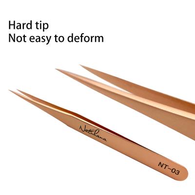 China NATUHANA Long Lasting Rose Gold Eyelash Tweezers 2020 Hot Sale Eyelash Tweezers and Professional Eyelash Tweezers for sale