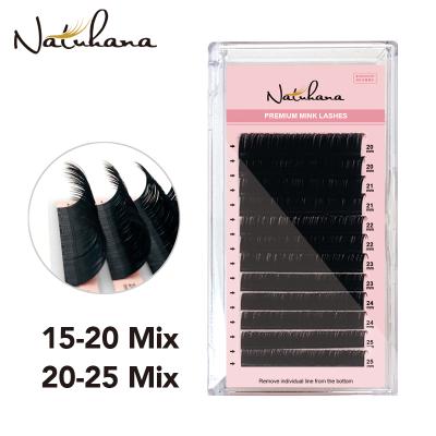 China NATUHANA Lowest Price Natural Long Lash Extension Tray Individual Eyelash Extension Premium Mixed Above 25mm Eyelash Extension for sale