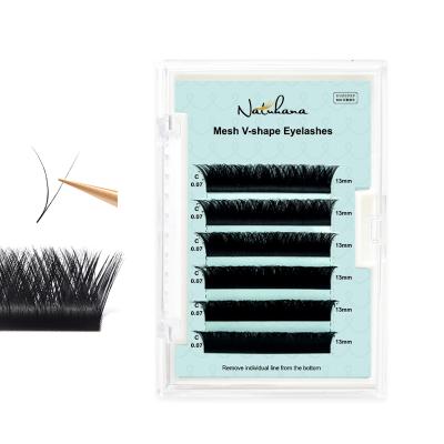 China NATUHANA Top Grade Wholesale Price Natural Long Mink V Shape Eyelash Extension Private Label And Best Quality Bulk Korean Silk Eyelash Extension for sale