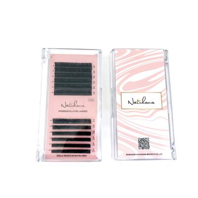 China NATUHANA Natural Long Eyelash Extension Flat Matte Faux Mink False Eyelashes Ellipse Eyelash Extension Provides Different Split Tips for sale