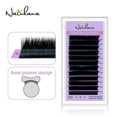 China Wholesale Price NATUHANA Long Eyelash Extension Normal Private Label V Natural Ellipse Shape And Best Quality Bulk Korean Silk Eyelash Extension for sale