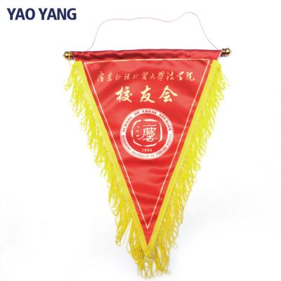 China Hanging Tassels Satin Pennants Hanging Sport Flag Satin Banner for sale