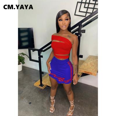 China Cm sweet. YAYA INS Elegant Active Midi Mini Skirts Set For Women 2022 Summer Bias Neck Crop Top Matching Two 2 Piece Set Party Outfits for sale