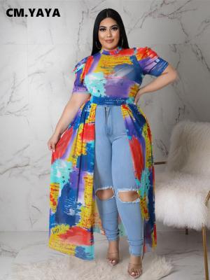 China Cm breathable. Copy Maxi Mesh See Though Dress High-Low Tie Dye Sheet YAYA Plus Size Women Elegant Short Sleeve Dress 2022 Summer Long Sleeve for sale