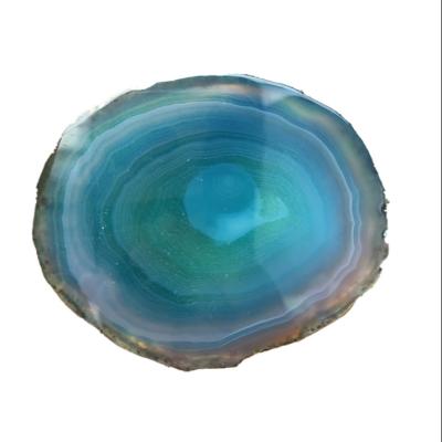 China Colorized agate coasters for table top decoration/Brazilian gold border slice agate coaster various color trays coffee tea coasters for sale